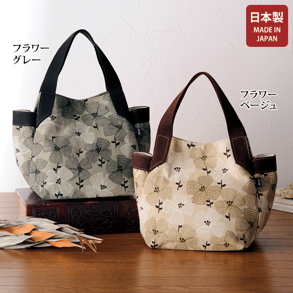 日本製プリント素材手提げバッグ 