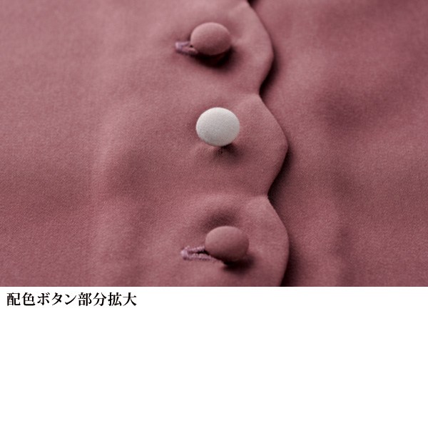配色ボタン使いフリル衿ブラウス
