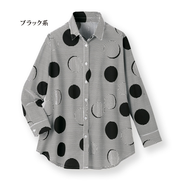 ストライプ＆ドット柄シャツ