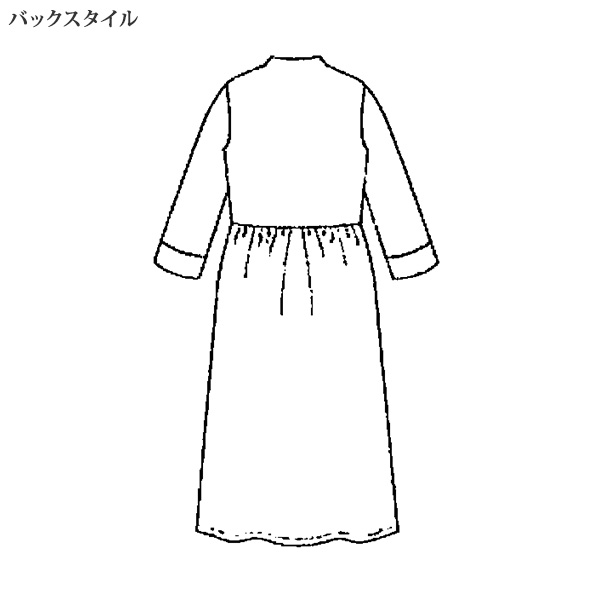 小紋柄風プリント ボトルネックワンピース