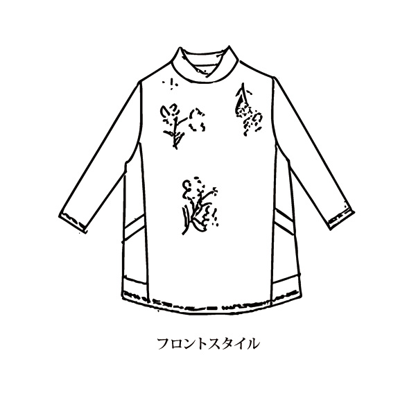 起毛プリント切替えチュニック