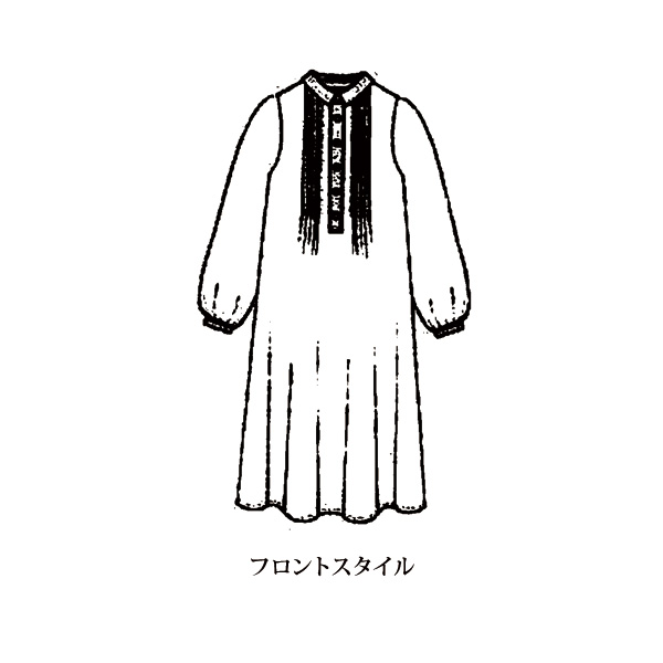 バラ柄プリント配色ワンピース