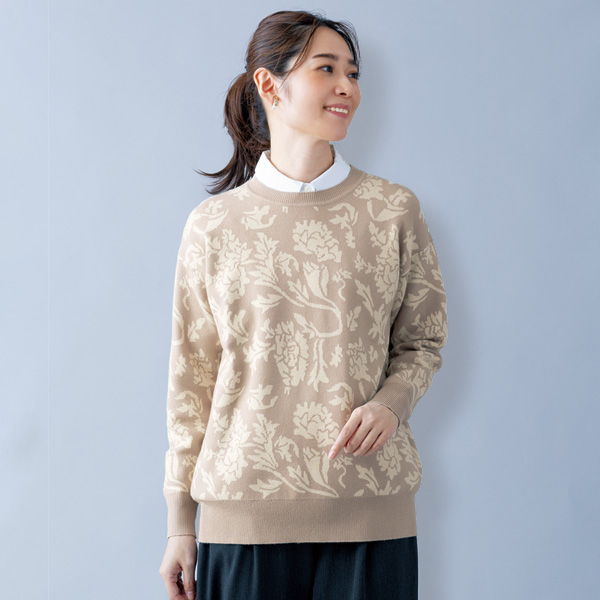 ボタニカル柄ジャカード編みセーター