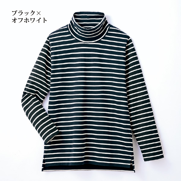タートルネックボーダープルオーバー
