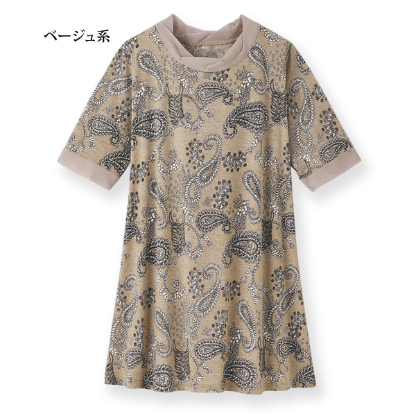 メッシュ使いプリントチュニック