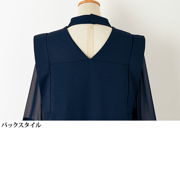 袖プリーツワンピース