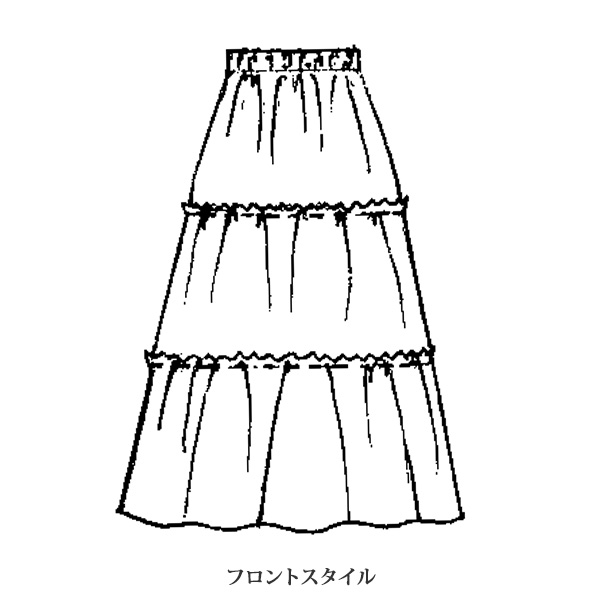 バタフライプリントティアードスカート