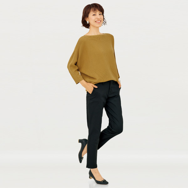 「色落ちしにくい黒」パンツ テーパード