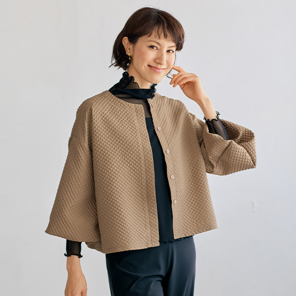 エンボス加工バルーン袖ジャケット