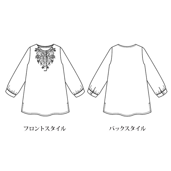 刺しゅう入り スカラップデザインブラウス