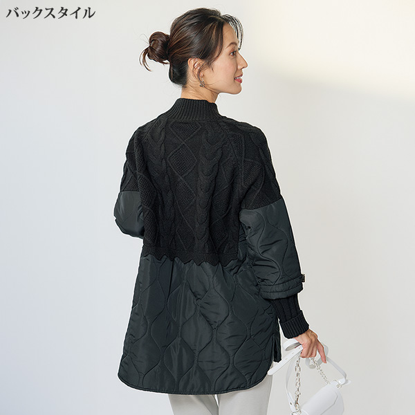 ニット×キルト切替えチュニック