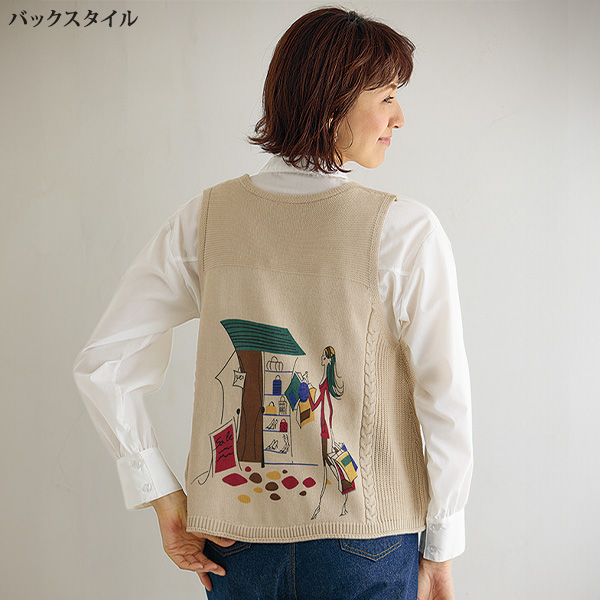 モチーフプリントニットベスト