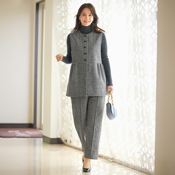 千鳥柄織 ティアードベスト