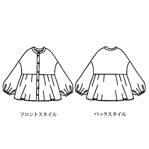 ギャザー切替え プリントブラウス