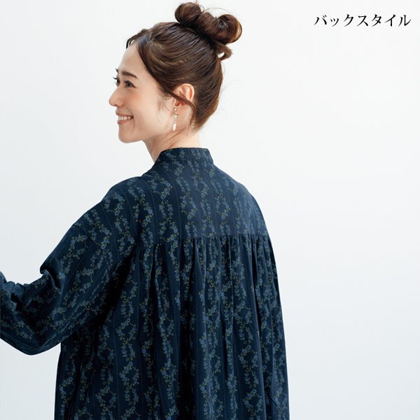 微起毛フラワープリント ティアードワンピース