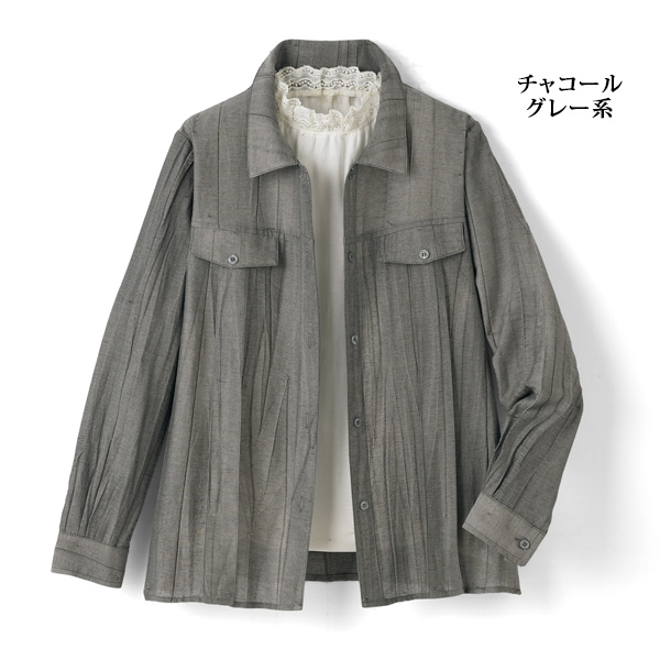 麻混タックデザイン エアリージャケット