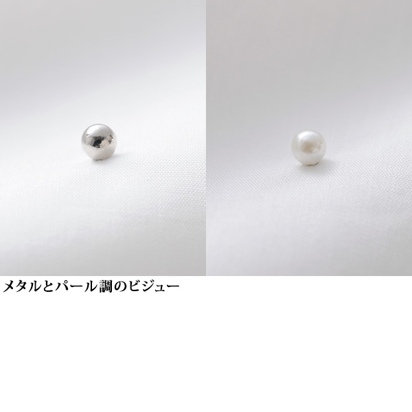 メタル＆パール調ビジュー使いシャツ
