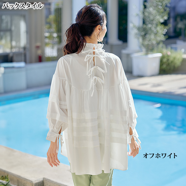 タック＆リボンデザインチュニック