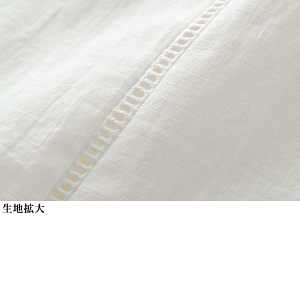 刺しゅうレース使い コットンブラウス 大きいサイズ M L LL 3L