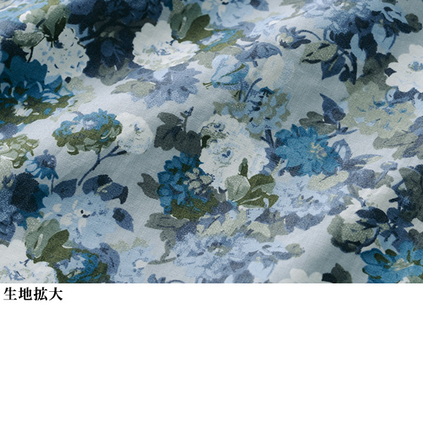 襟付き 花柄ロングシャツ