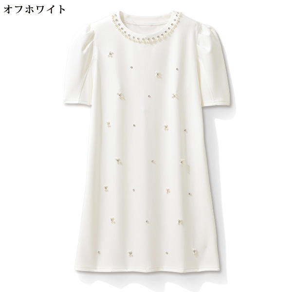 ビジュー装飾カットソーチュニック
