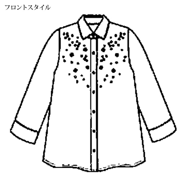 刺しゅう入り 彩りリーフプリントシャツ