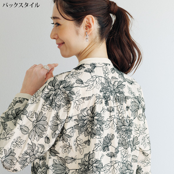 フラワー総刺しゅう シャツチュニック