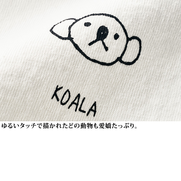 色んなアニマルフェイス柄 プリントＴシャツ