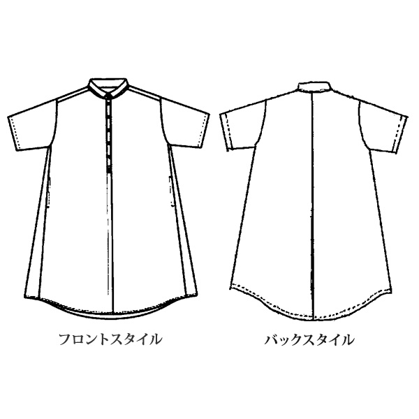 フラワーイラストプリント 襟付ワンピース