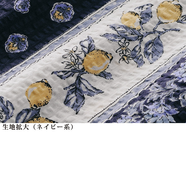 綿サッカープリントブラウス 大きいサイズ M L LL 3L