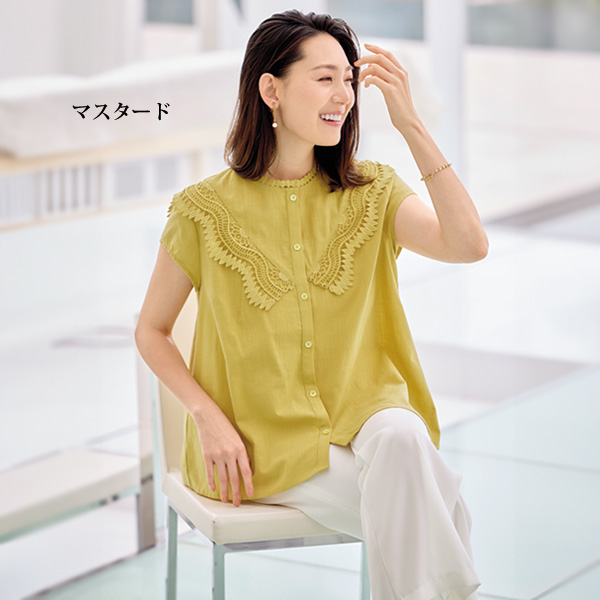 レース使いコットンブラウス