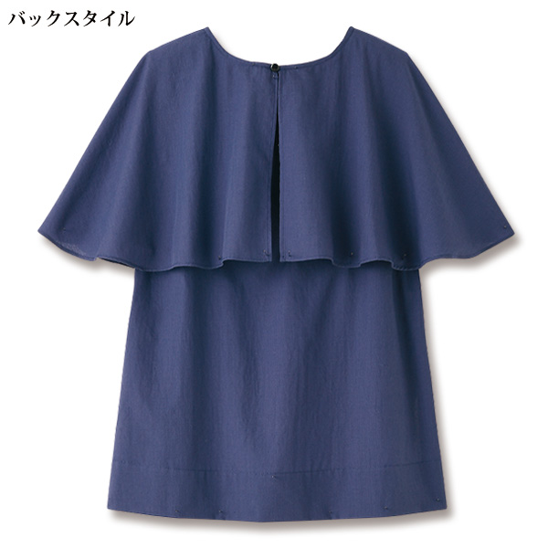 ケープ重ね風 デザインブラウス 大きいサイズ M L LL 3L