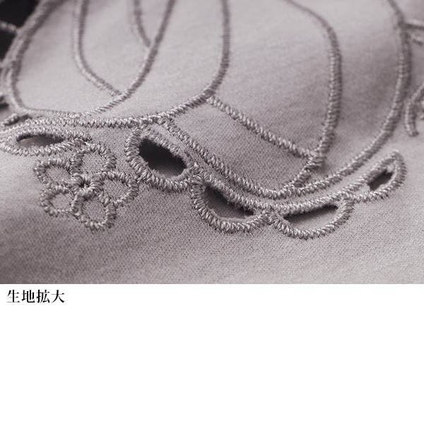 透かし刺しゅう袖プルオーバー