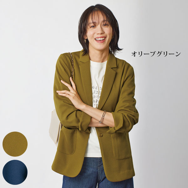 ワッフル調カットソージャケット