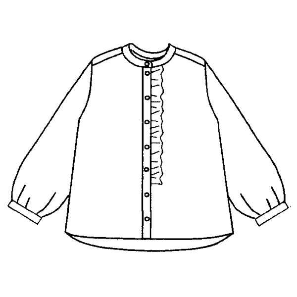 フリル使いコットンプリントシャツ