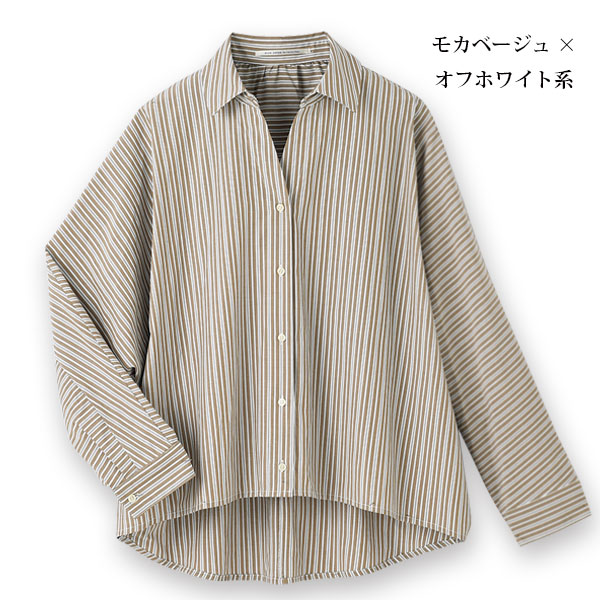 ランダムストライプドルマンシャツ