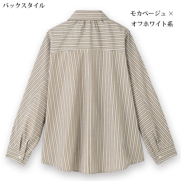 ランダムストライプドルマンシャツ