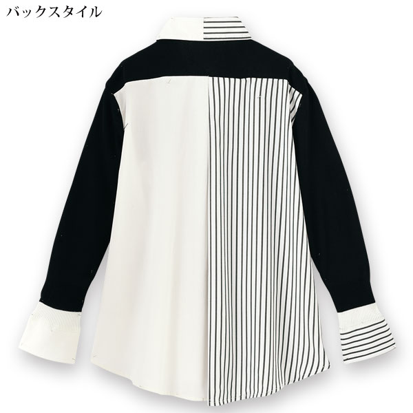 ニット切替えデザインシャツ