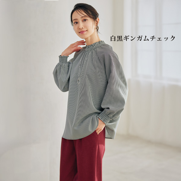 前後2ウェイフリル襟ブラウス
