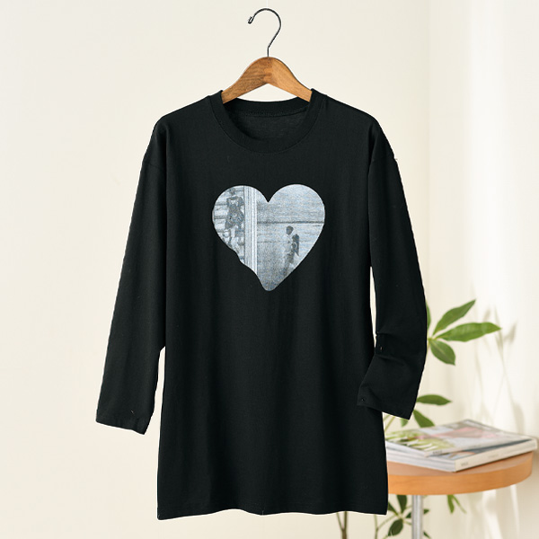 ハート柄ロング丈Tシャツ