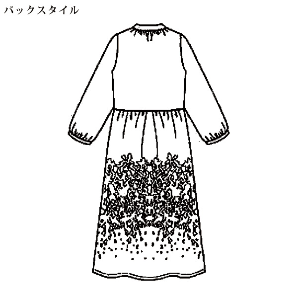 パネルフラワープリントワンピース