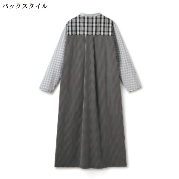 柄切替えシャツワンピース