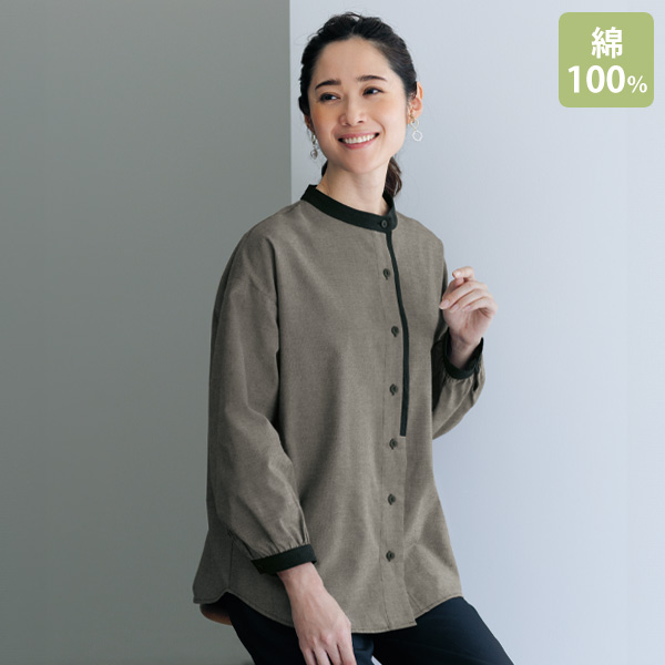 ポイント配色千鳥柄シャツ