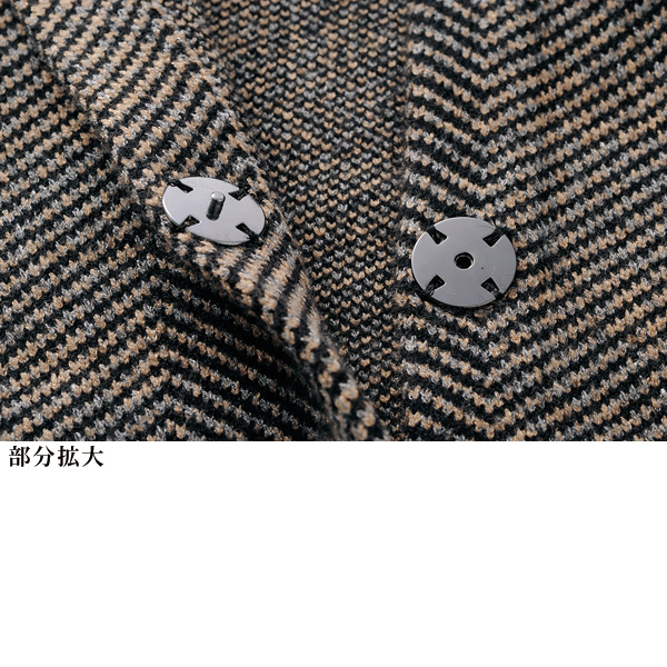 ヘリンボーン柄フードニットジャケット 大きいサイズ M L LL 3L