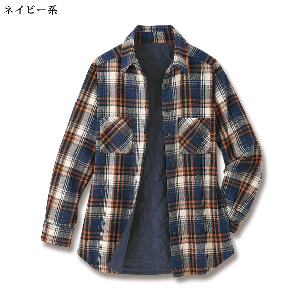 裏キルトチェック柄シャツ 大きいサイズ M L LL 3L