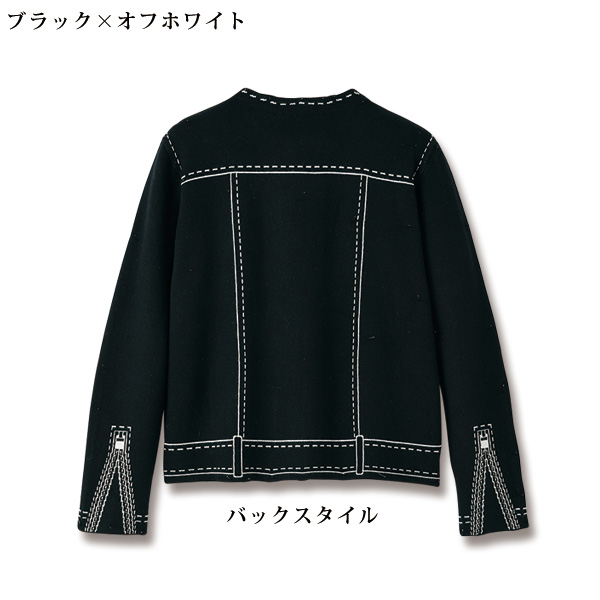 イラストジャカードニットジャケット