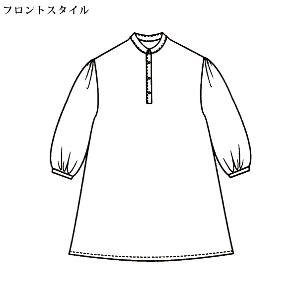 バンドカラープリントチュニック