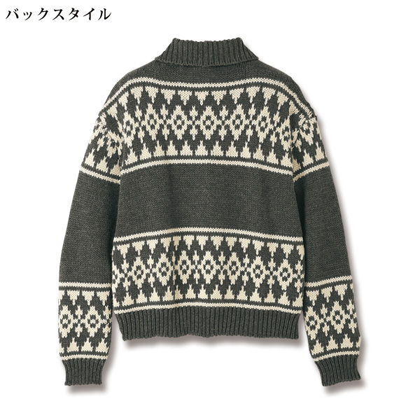 ノルディック柄ニットジャケット