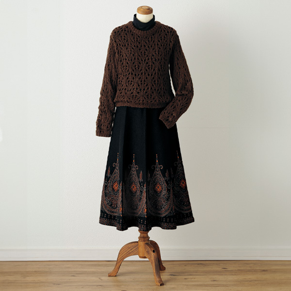 パネル柄ジャカードニットスカート