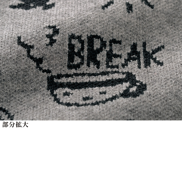 イラスト総柄ジャカードセーター